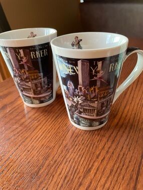 Set of 2 “The New Yorker” Illustrated Ceramic Mugs - Artwork by Edward Sorel